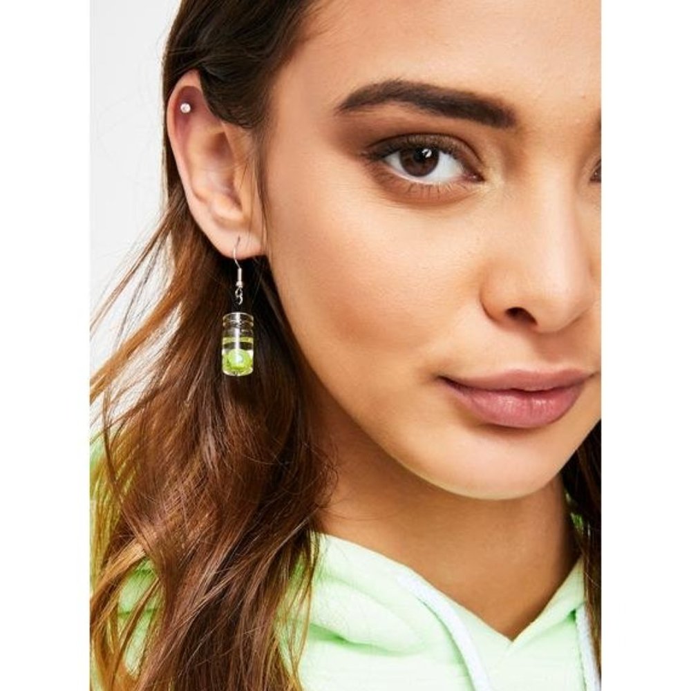 ✨NEW!✨Dolls Kill Neon Green Kiwi Juice Earrings!